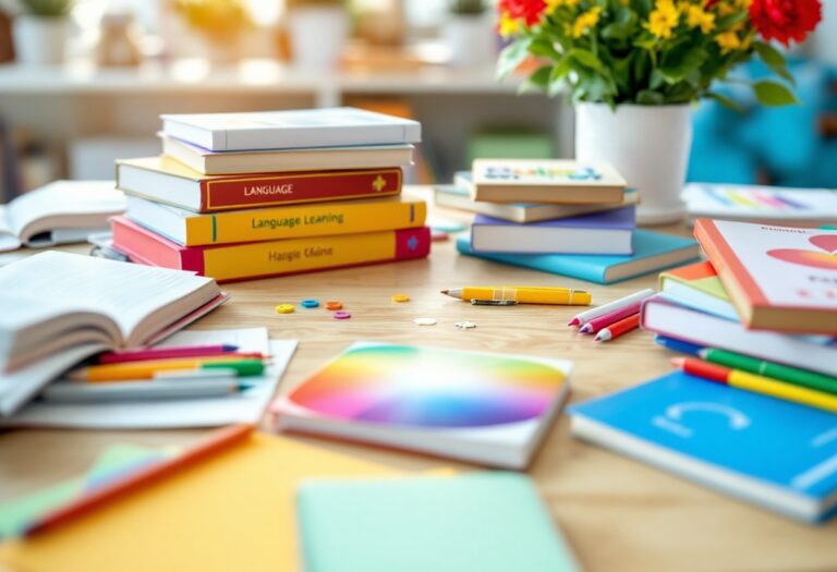 Bambini che apprendono lingue diverse in un ambiente educativo