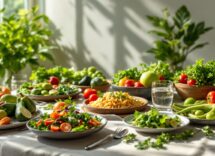 Immagine di piatti sani e sostenibili con ingredienti freschi