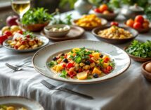 Un'opera d'arte che rappresenta il cibo in modo evocativo