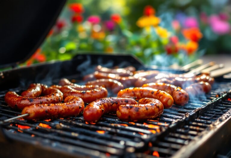 Chipolatas e merguez cotti alla perfezione su griglia