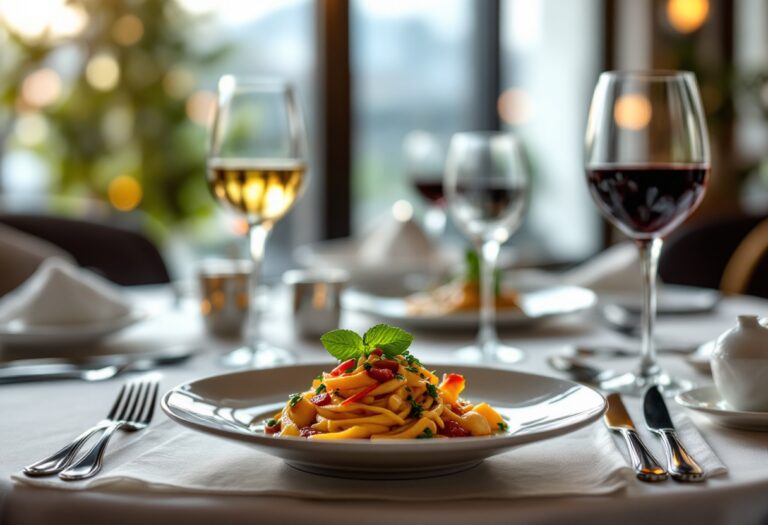 Piatto di alta cucina italiana con ingredienti freschi