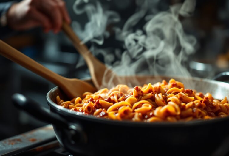Pasta gourmet preparata con tecniche da chef stellato