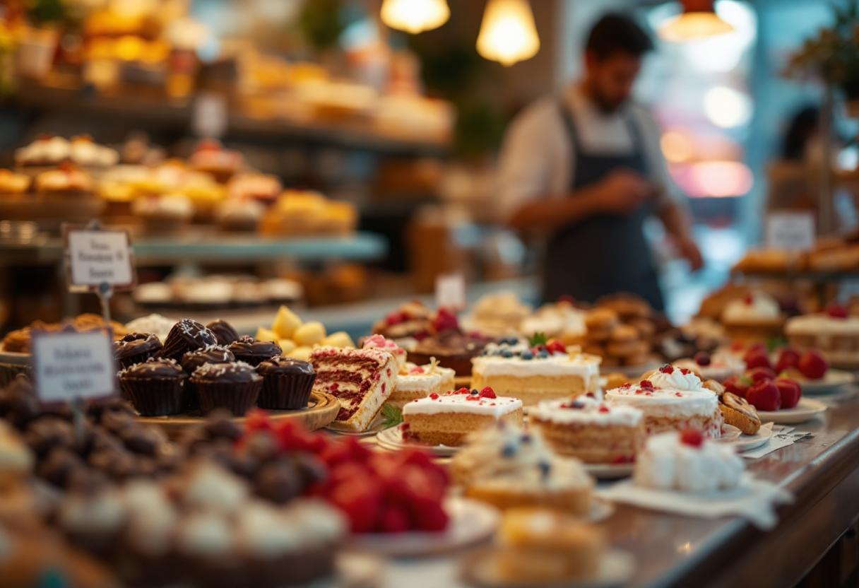 Un assortimento di dolci tipici italiani in pasticceria