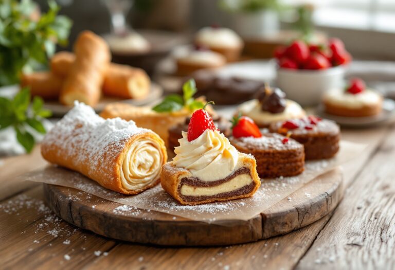 Un assortimento di dolci tipici italiani in pasticceria