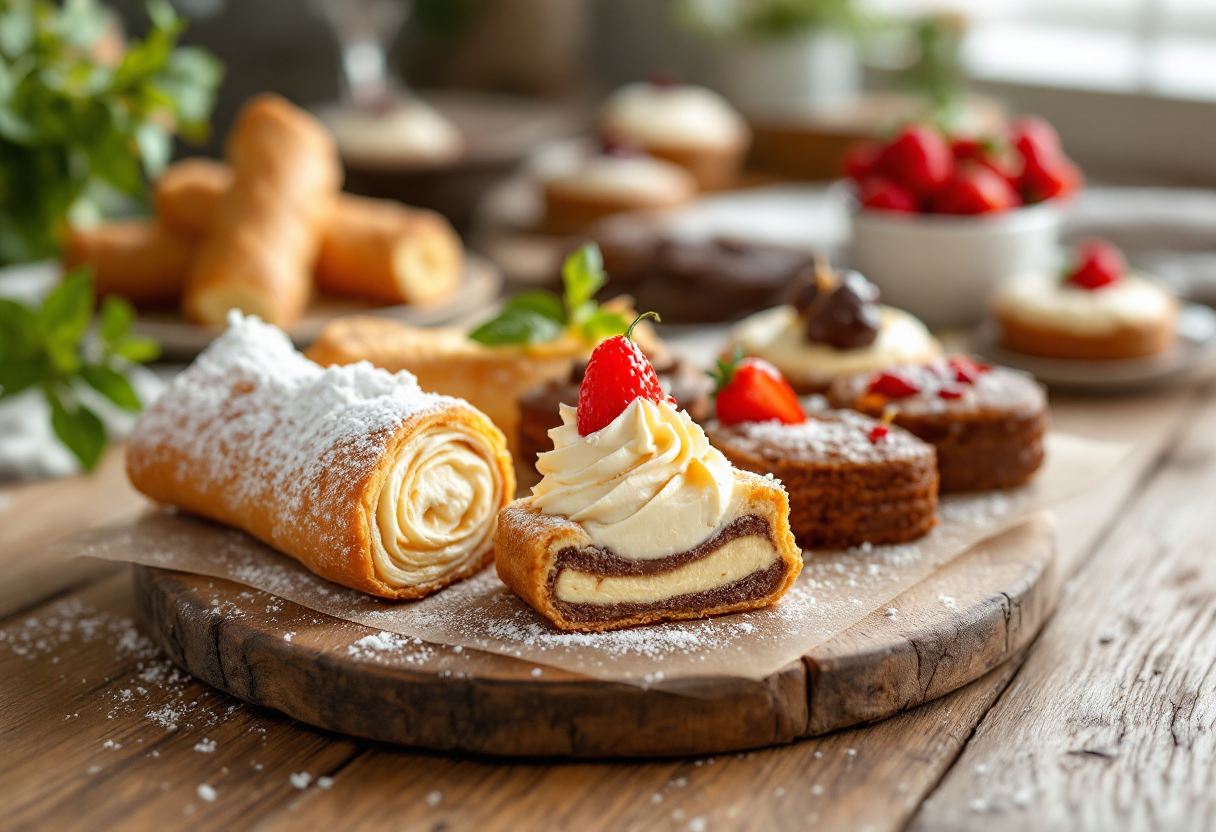 Un assortimento di dolci tipici italiani in pasticceria