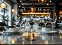 Sala e cucina in un ristorante moderno