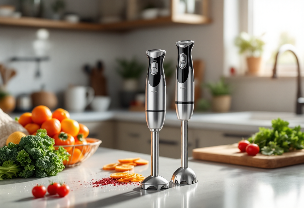 Frullatore a immersione 3 in 1 in uso in cucina