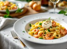 Piatto di garganelli con sugo tradizionale e ingredienti freschi