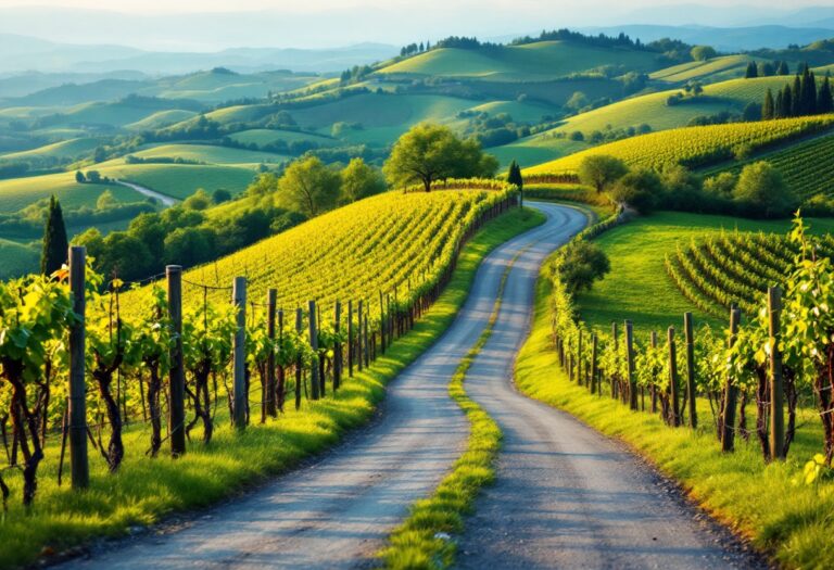 Panorama di una strada pittoresca in Italia