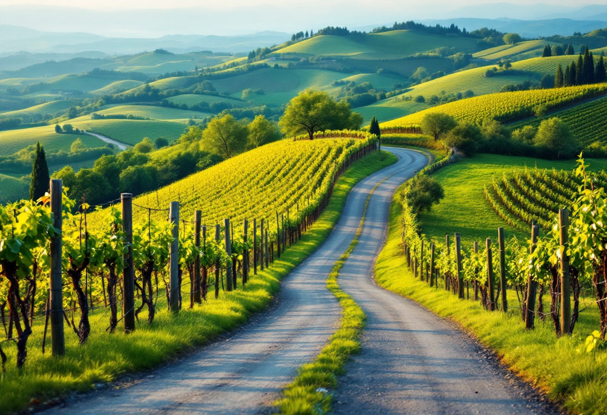 Panorama di una strada pittoresca in Italia