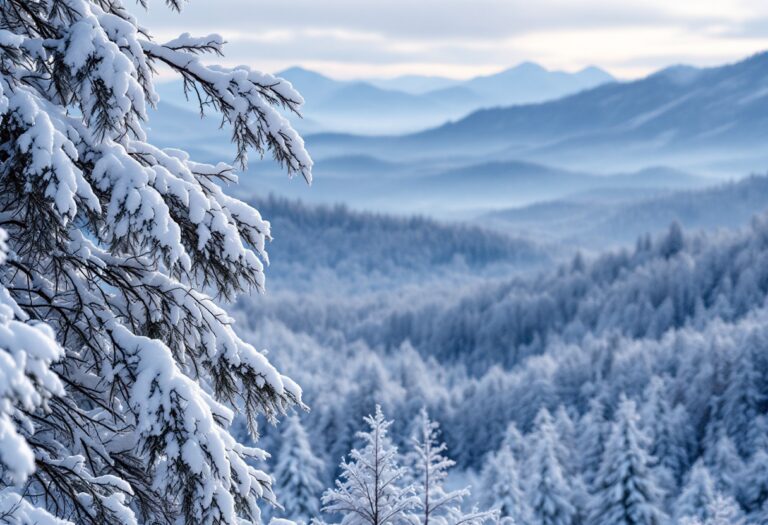 Paesaggio invernale dei Nebrodi con piatti tipici