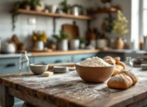 Pane fresco fatto in casa con ingredienti naturali