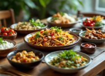 Un assortimento di piatti tipici da diverse cucine del mondo