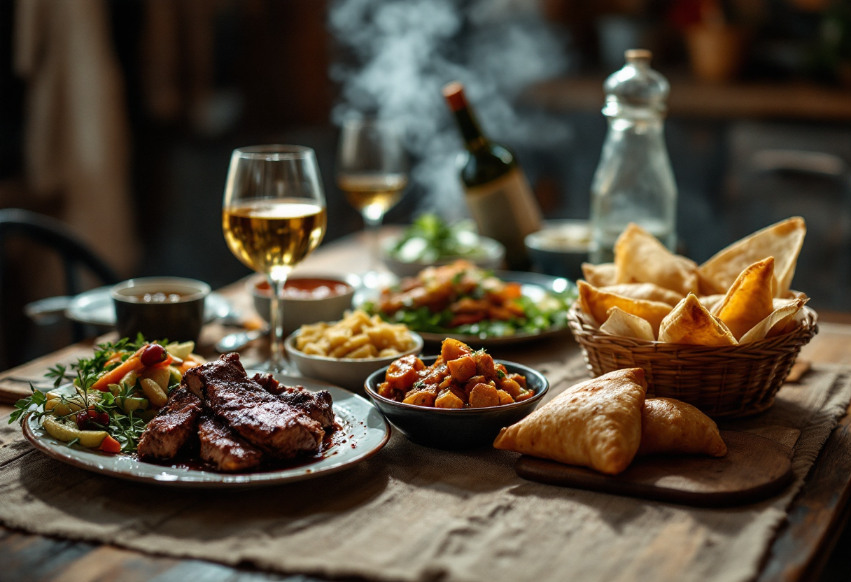 Piatto tipico argentino con carne e verdure fresche