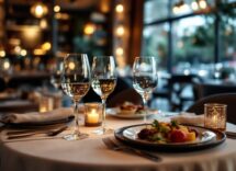 Un calice di vino rosso al ristorante Vino al Vino