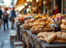 Delizioso street food ligure con focaccia e pesto