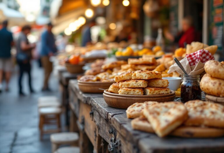 Delizioso street food ligure con focaccia e pesto