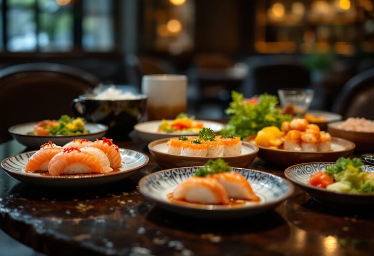 Piatto di sushi elegante servito al Sushi Park