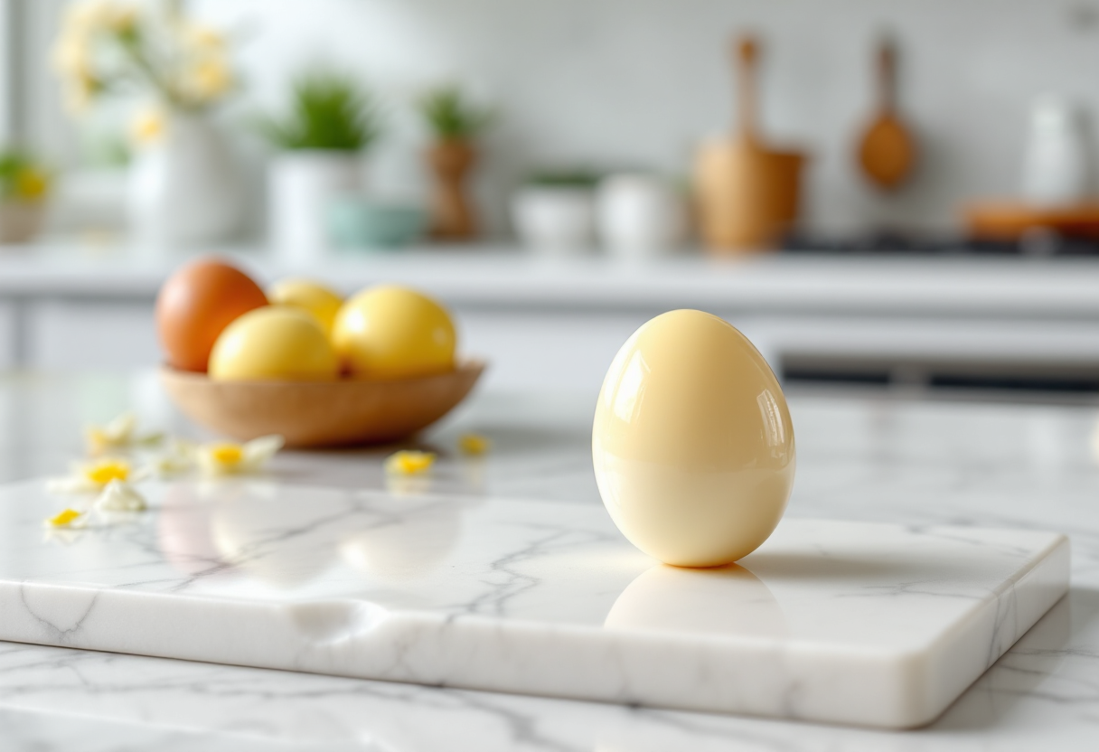 Uovo sodo perfetto con tuorlo cremoso e bianco sodo