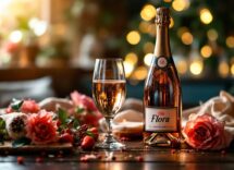 Vino frizzante Flora in un calice, simbolo di successo