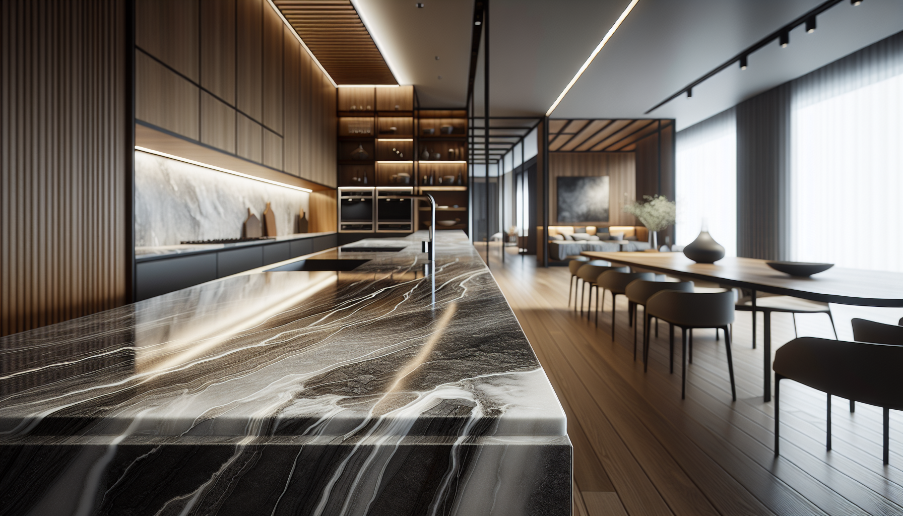Piano di lavoro in cucina con design elegante e pratico