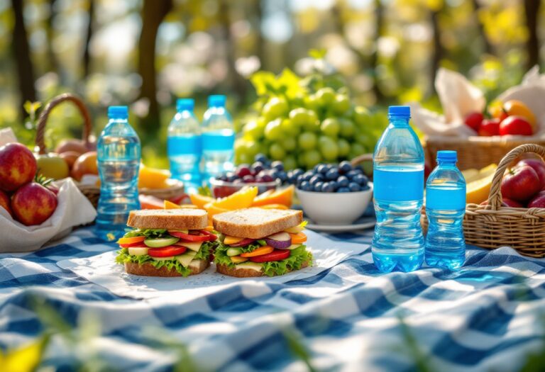 Immagine di un pranzo al sacco primaverile con piatti gourmet
