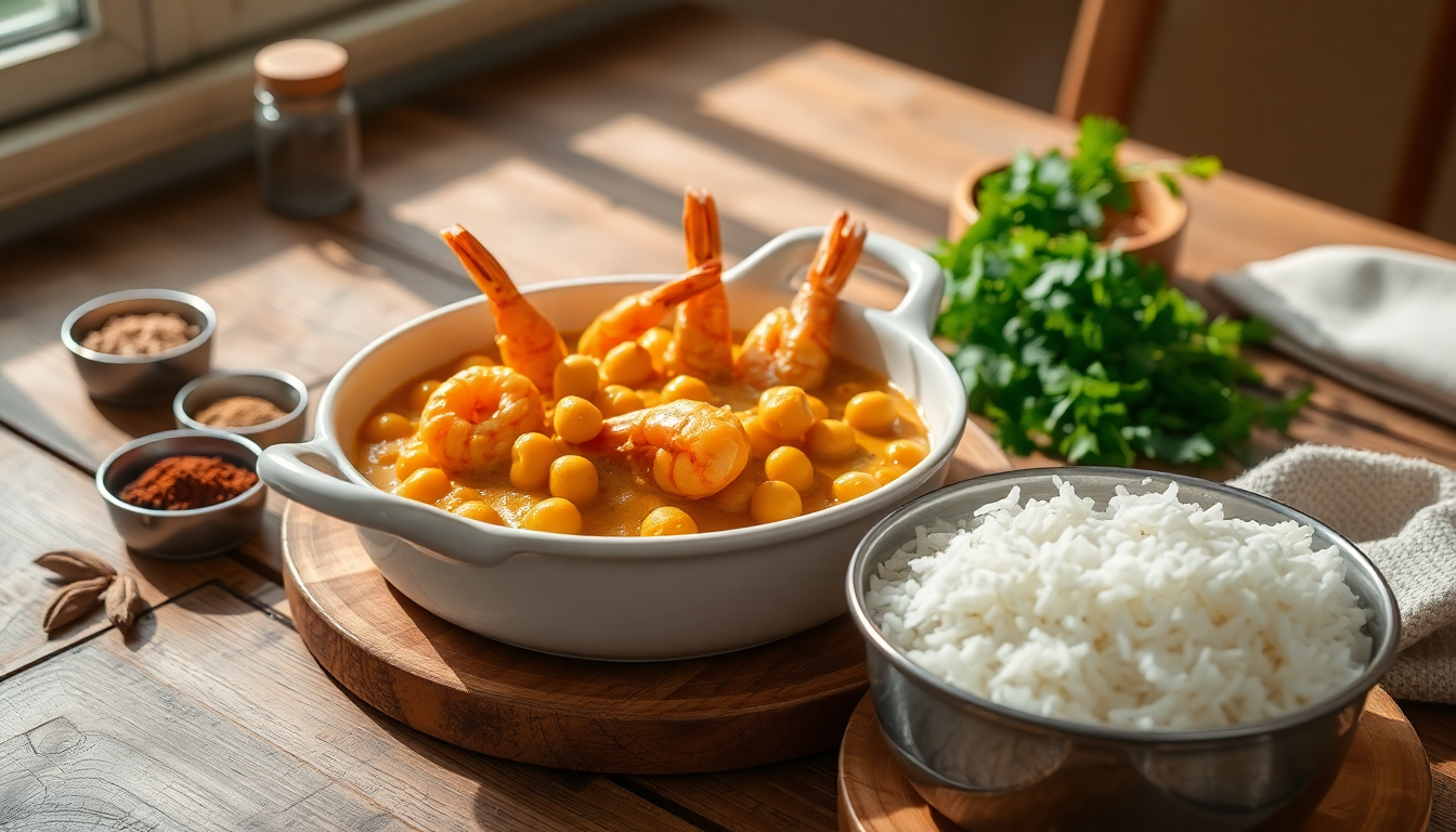 ceci al curry e mazzancolle con riso basmati 1748057564
