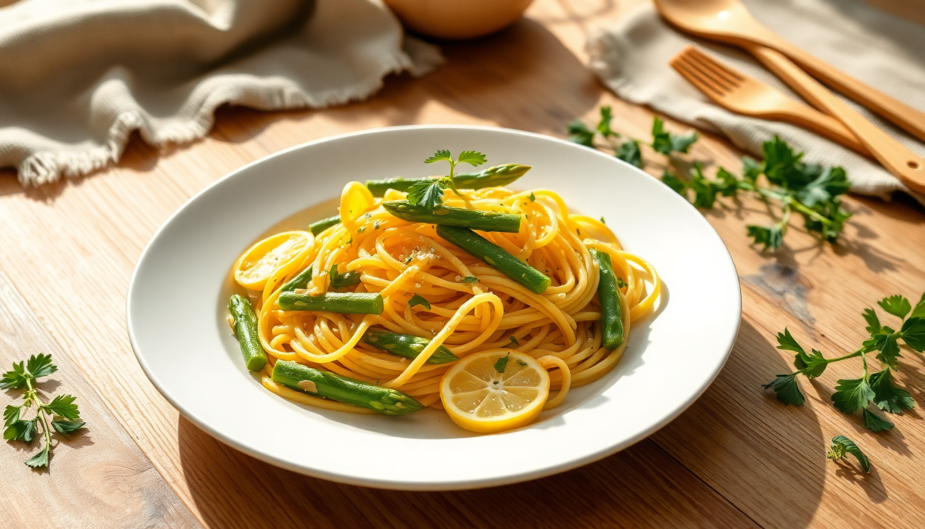 pasta primaverile con asparagi limone ed erbe aromatiche 1748097853