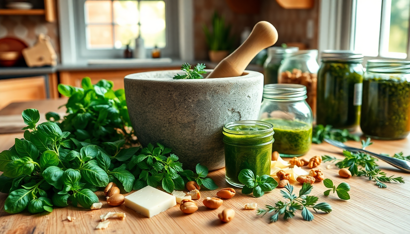 scopri come preparare diversi tipi di pesto con ingredienti di stagione 1751449787